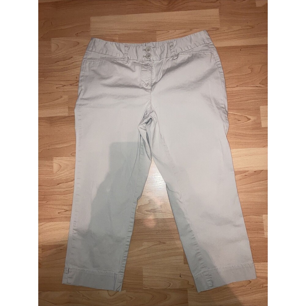 Loft Pants Womens 6P Khaki Beige Original Crop Straight Leg Stretch Casual Capri